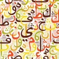 Colorful seamless pattern with ornament Arabic calligraphy. Eid Mubarak concept