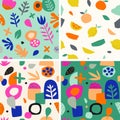 Colorful seamless pattern in paper cutout style. Modern graphic design, hand drawn textures. Ideal for web, card, poster