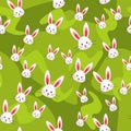 Colorful seamless pattern rabbit grass background