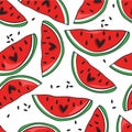 Colorful seamless pattern with ripe watermelons. Decorative background with fruits Royalty Free Stock Photo