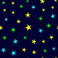 Colorful seamless pattern with scattered stars. Endless print.