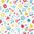 Colorful seamless pattern with school and educational element Royalty Free Stock Photo