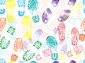 Colorful seamless pattern of shoe prints footprints. Vector illustration Royalty Free Stock Photo