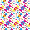 Colorful seamless pattern with various sweet candies element. Background design template. Cartoon stock vector illustration Royalty Free Stock Photo