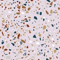 Colorful Seamless Pattern with Venetian Terrazzo. Marble Texture with Scattered Stone. Modern Minimalist Floor Tile Royalty Free Stock Photo