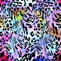 Colorful seamless pattern with wild Leopards