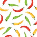 Colorful seamless vegetable pattern with red hot chili peppers