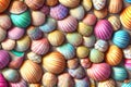 Colorful seashells pattern background, multicolored beautiful shells as wallpaper. Generative Ai