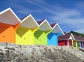 Colorful seaside beach chalets Royalty Free Stock Photo