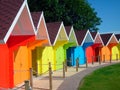 Colorful seaside beach chalets Royalty Free Stock Photo