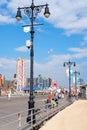 The colorful seaside boardwalk at Coney Island in New York City