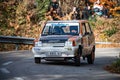 Colorful Seat Marbella GL rally car driving during the 69th Rally Costa Brava competition