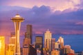 colorful Seattle city scape with cloudy at sunset,Seattle,Washington,usa.