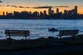 Colorful Seattle Sunrise Across Elliott Bay. Royalty Free Stock Photo