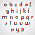 Colorful sectored font with lower case letters.