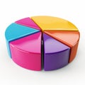 Colorful segmented 3d pie chart representing data analysis and presentation on white background Royalty Free Stock Photo