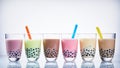 Colorful selection of fruit flavored bubble tea Royalty Free Stock Photo