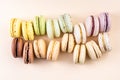 Colorful Selection of Macaroons on Pastel Background