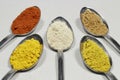 Colorful selection of spices powder