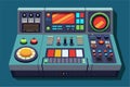 A colorful, semi-flat illustration of a customizable control panel with various buttons, knobs, and a digital display, Control Royalty Free Stock Photo