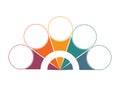 Colorful semicircle and circles for 5 Positions. Template for colour Infographics Royalty Free Stock Photo