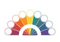 Colorful semicircle and circles for 9 Positions. Template for colour Infographics Royalty Free Stock Photo