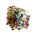 Colorful semiprecious stones mix, pebbles collection isolated Royalty Free Stock Photo