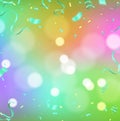 Colorful serpentine and confetti isolated on background. Vector illustration