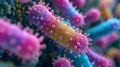 Colorful Serratia Marcescens Bacteria Under Microscope AI Generated Royalty Free Stock Photo