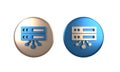 Colorful Server, Data, Web Hosting icon isolated on white background. Circle button. 3D render illustration Royalty Free Stock Photo