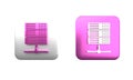 Colorful Server, Data, Web Hosting icon isolated on white background. Square button. 3D render illustration