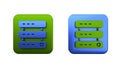 Colorful Server, Data, Web Hosting icon isolated on white background. Square button. 3D render illustration