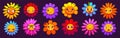 Colorful set of cartoon flower characters