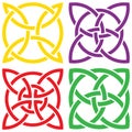 Colorful set of celtic shamrock knot in circle. Symbol of Ireland. Royalty Free Stock Photo