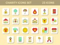 Colorful Set Of Charity Icons In Flat