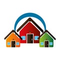 Colorful set collection houses icon design