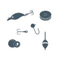 Colorful set of different tools for fishing