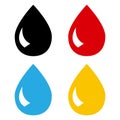 Colorful set of drops. Ink, blood, water, oil. Vector Royalty Free Stock Photo