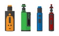 Colorful set of e-cigarettes icons. Royalty Free Stock Photo