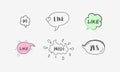 Colorful set of fashionable speech bubbles in a flat design with messages. Online chat clouds. Hand drawn doodle. banner Royalty Free Stock Photo