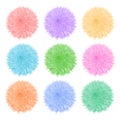 Colorful set with of fluffy balls. Pompom on white background.