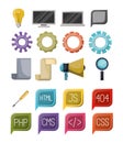Colorful set of icons elements of web programming languages Royalty Free Stock Photo