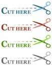 Colorful set isolated dotted lines with scissors Royalty Free Stock Photo