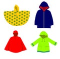 Set of kids raincoats design vector