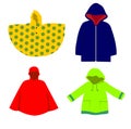 Set of kids raincoats design vector Royalty Free Stock Photo