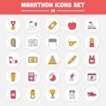 Colorful Set Of Marathon Icons In Circle Royalty Free Stock Photo