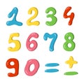 Colorful set numbers for kids, birthday card template. Vector illustration Royalty Free Stock Photo