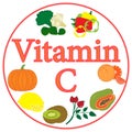 Colorful set of products which contain the most vitamin C Royalty Free Stock Photo