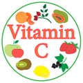 Colorful set of products which contain the most vitamin C Royalty Free Stock Photo