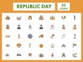 Colorful Set Of Republic Day Festival Flat Icons